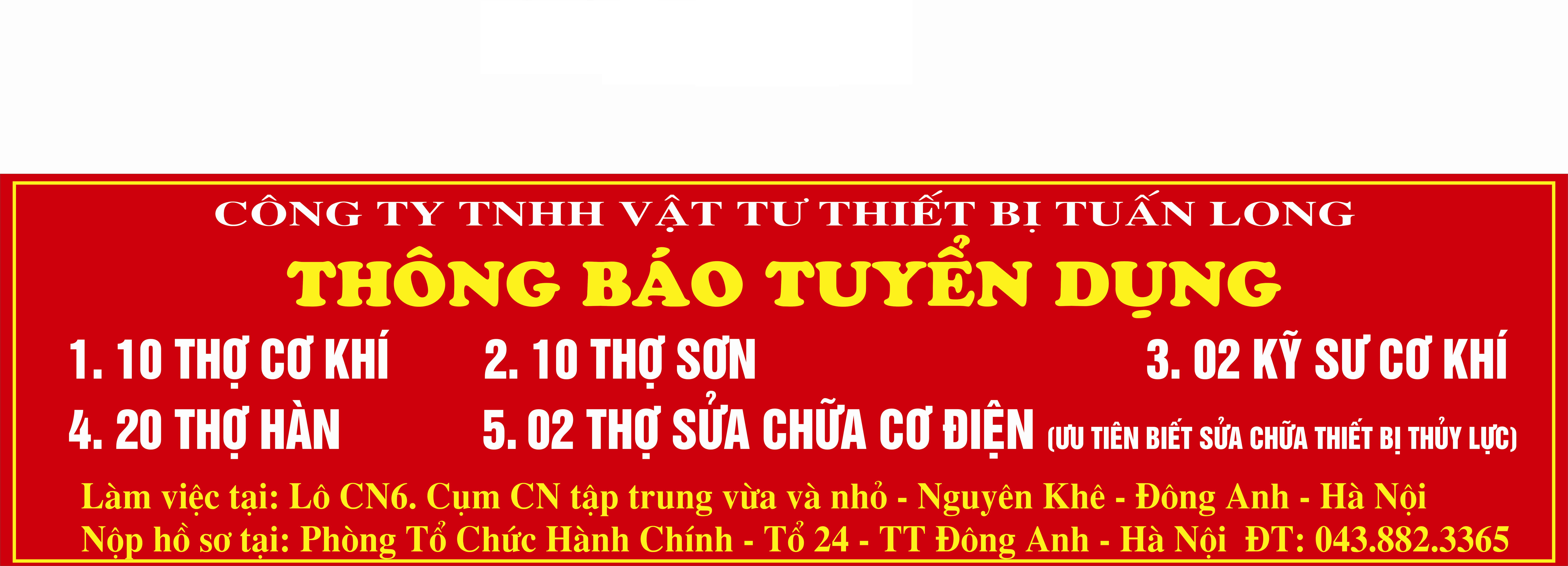 THÔNG BÁO TUYỂN DỤNG